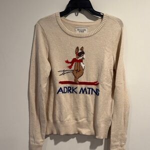 Abercrombie & Fitch Beige Sweater with Skiing Dog